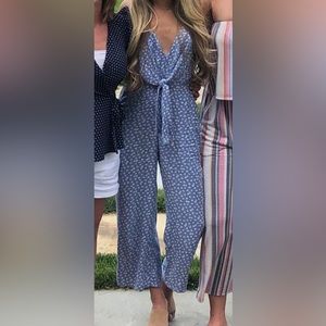 Blue and white print Abercrombie and Fitch jumpsuit, size XXS petite